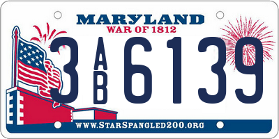 MD license plate 3AB6139