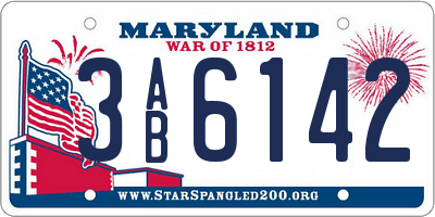 MD license plate 3AB6142