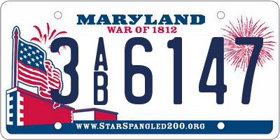 MD license plate 3AB6147