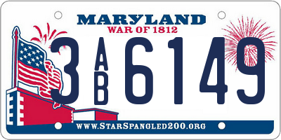 MD license plate 3AB6149