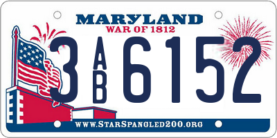 MD license plate 3AB6152
