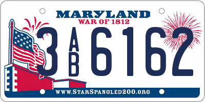 MD license plate 3AB6162
