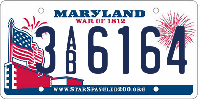 MD license plate 3AB6164