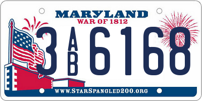 MD license plate 3AB6168