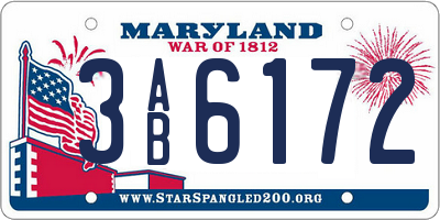 MD license plate 3AB6172