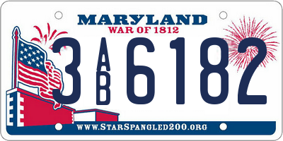 MD license plate 3AB6182