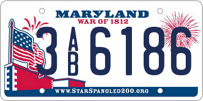 MD license plate 3AB6186