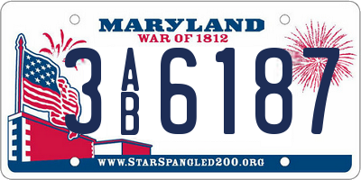 MD license plate 3AB6187