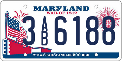 MD license plate 3AB6188
