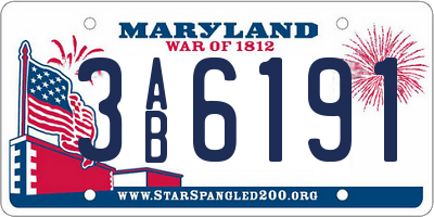 MD license plate 3AB6191