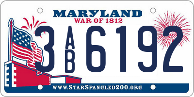 MD license plate 3AB6192