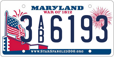 MD license plate 3AB6193