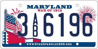 MD license plate 3AB6196