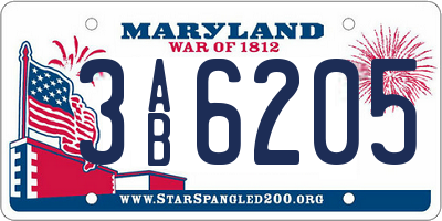 MD license plate 3AB6205