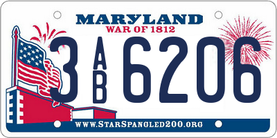 MD license plate 3AB6206
