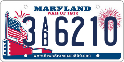 MD license plate 3AB6210