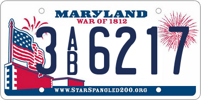 MD license plate 3AB6217