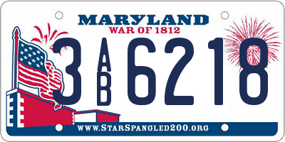 MD license plate 3AB6218