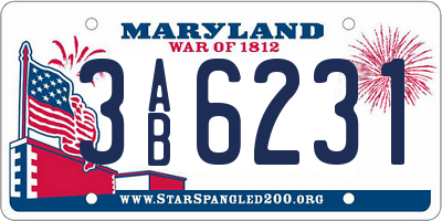 MD license plate 3AB6231