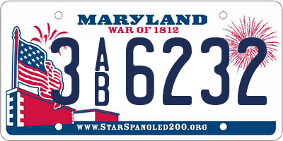 MD license plate 3AB6232