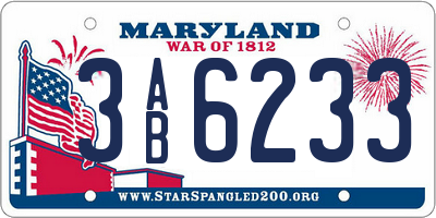 MD license plate 3AB6233