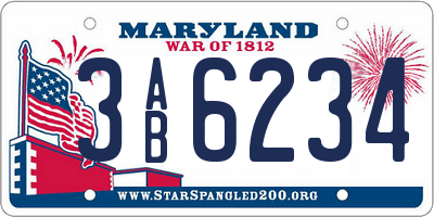 MD license plate 3AB6234