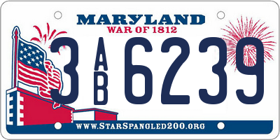 MD license plate 3AB6239