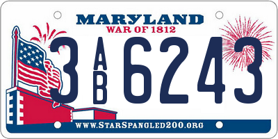 MD license plate 3AB6243