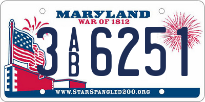 MD license plate 3AB6251