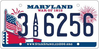 MD license plate 3AB6256