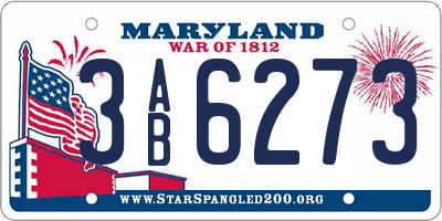 MD license plate 3AB6273