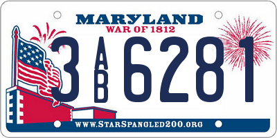 MD license plate 3AB6281
