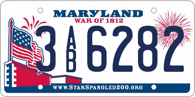 MD license plate 3AB6282