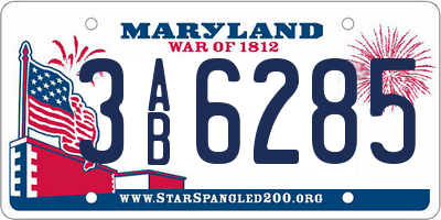 MD license plate 3AB6285