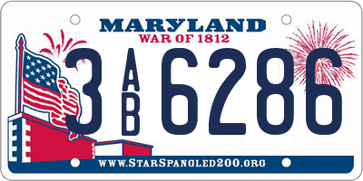 MD license plate 3AB6286