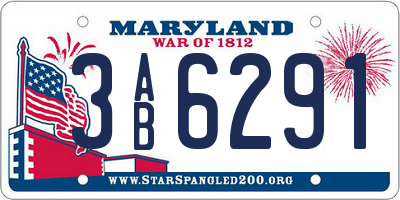 MD license plate 3AB6291