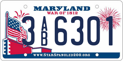 MD license plate 3AB6301