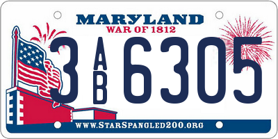 MD license plate 3AB6305