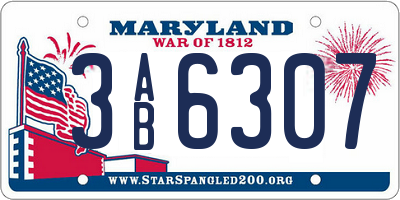 MD license plate 3AB6307