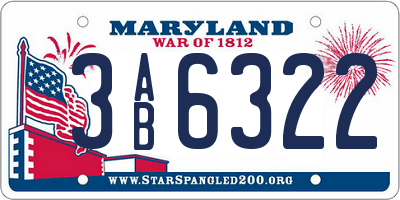 MD license plate 3AB6322