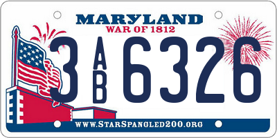 MD license plate 3AB6326