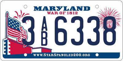 MD license plate 3AB6338