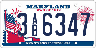 MD license plate 3AB6347
