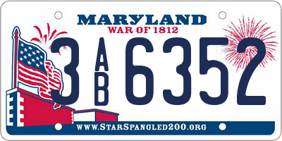 MD license plate 3AB6352