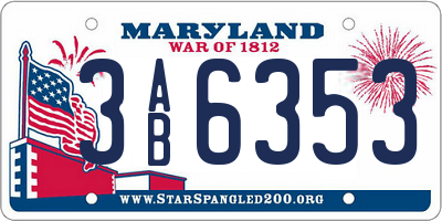 MD license plate 3AB6353
