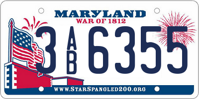 MD license plate 3AB6355