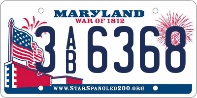 MD license plate 3AB6368