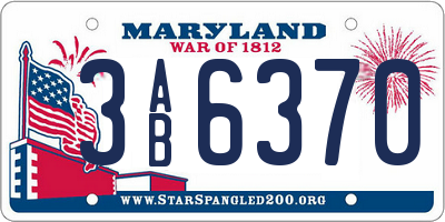 MD license plate 3AB6370