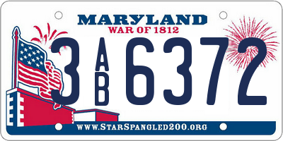 MD license plate 3AB6372