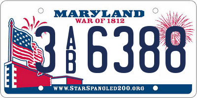 MD license plate 3AB6388